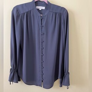 LOFT Grey Long-Sleeve Blouse